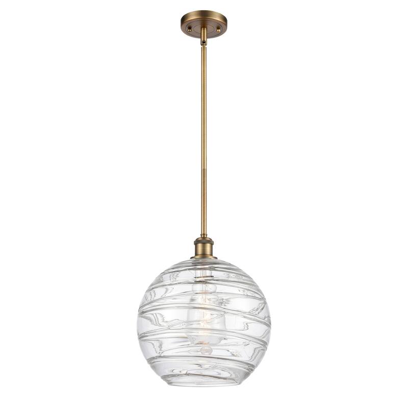 Innovations Lighting Athens Deco Swirl - 1 Light 12" Stem Hung Mini Pendant - Brushed Brass