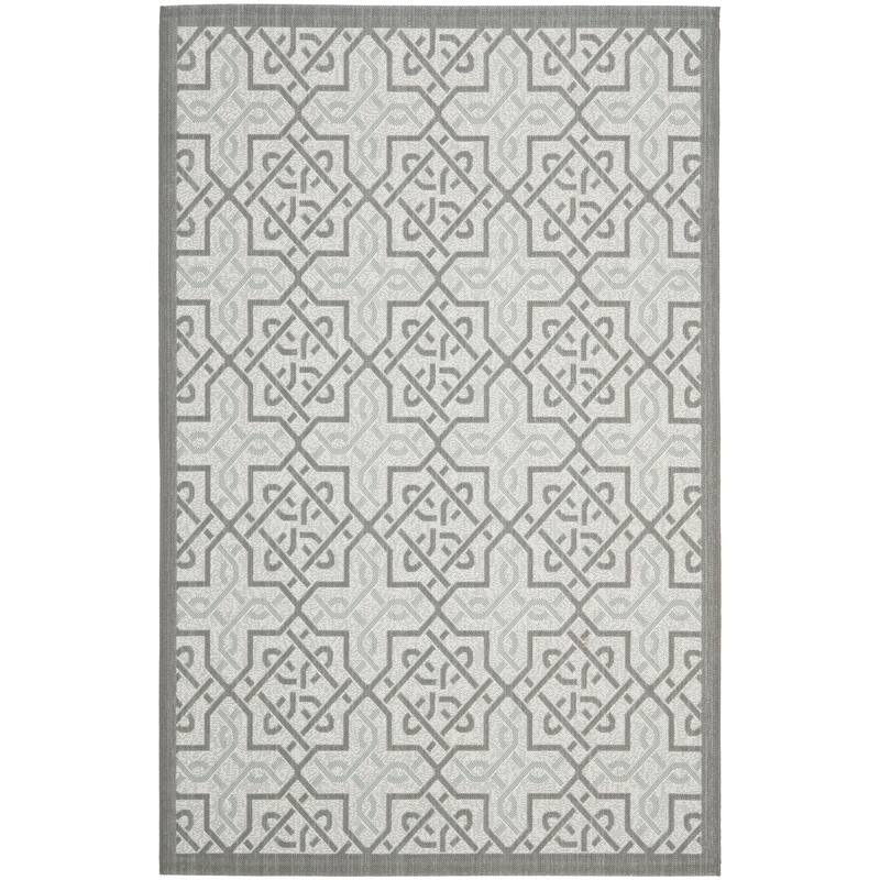 SAFAVIEH Courtyard Karla Indoor/ Outdoor Waterproof Patio Backyard Rug - 5'3" x 7'7" - Light Grey/Anthracite