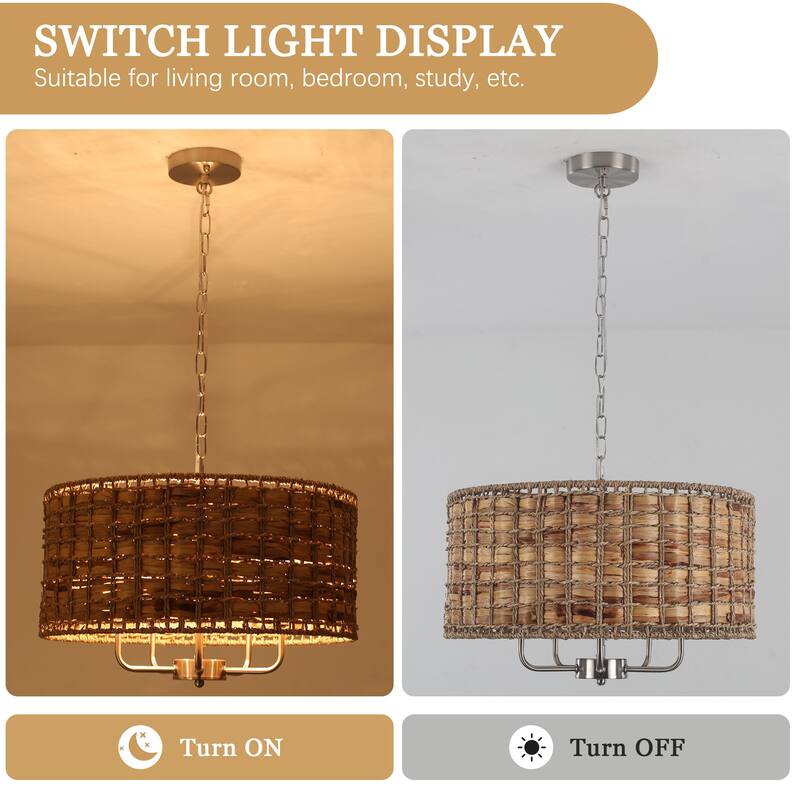 5-Light Candlestick Circle Hanging Farmhouse Chandelier Linear Island Chandelier Lighting for Dining Room