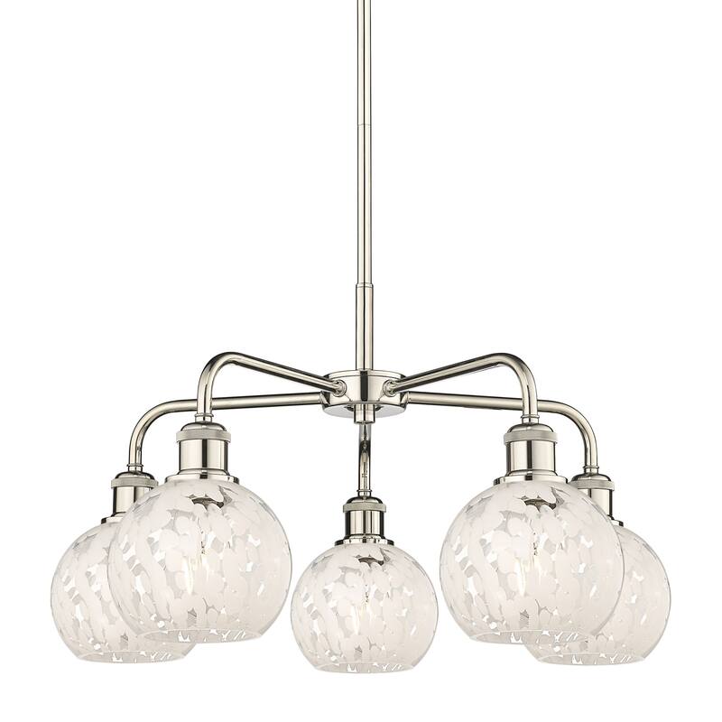 Innovations Lighting 516-5C-14-24-White Mouchette-Indoor Chandelier - Polished Nickel / White Mouchette