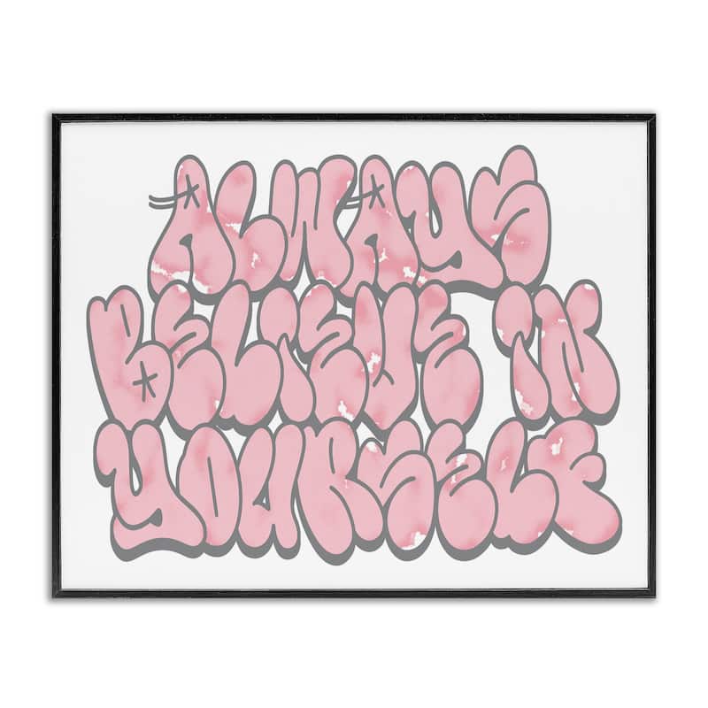 Stupell Believe in Yourself Graffiti Framed Giclee Art Design By Marcus Prime - 20 x 16 - Black