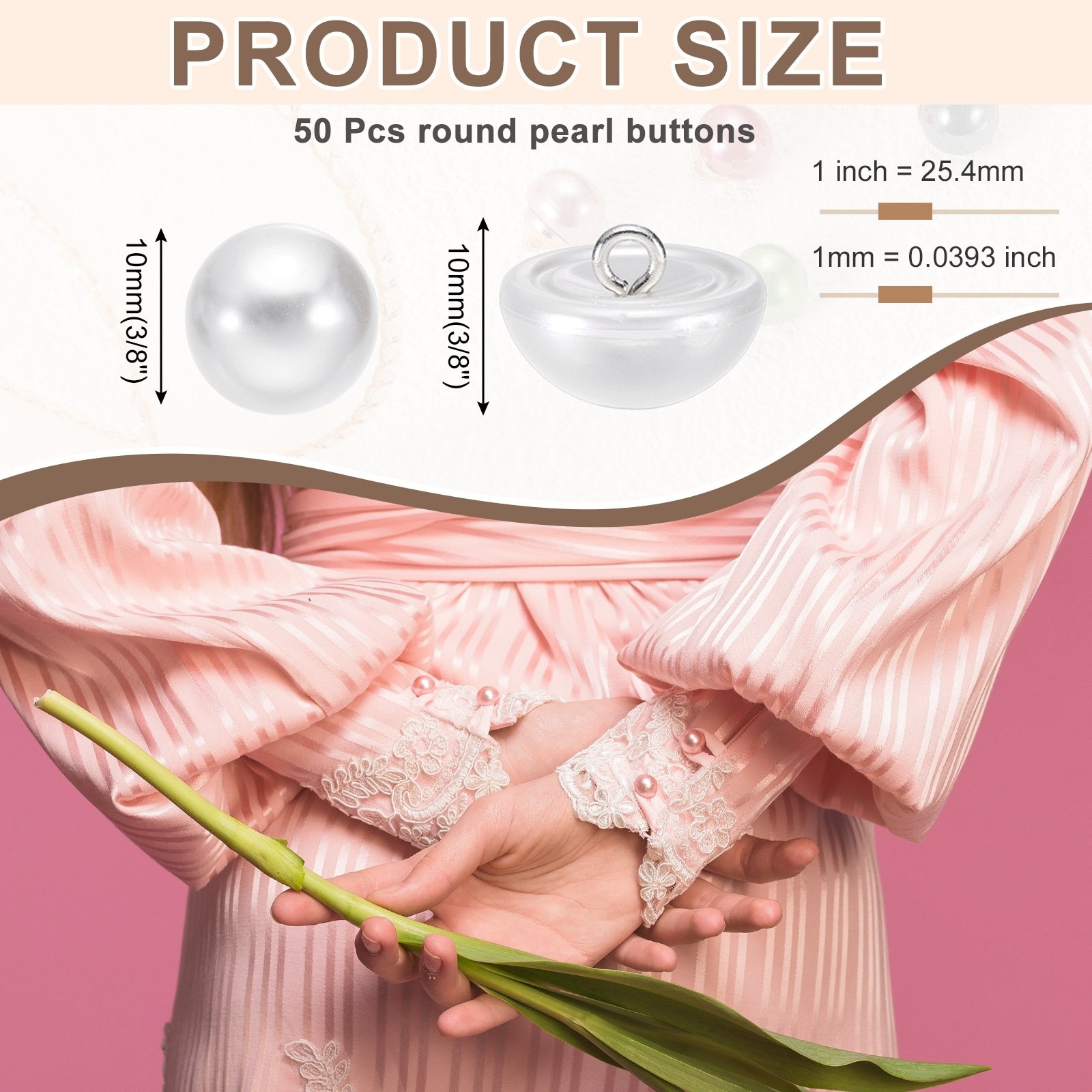 Round Faux Pearl Buttons Gold Metal Shank Sewing Button Replacement for Sewing Clothing Wedding Dress DIY Crafts