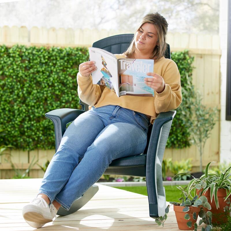 Semco Plastics Rockaway Heavy Duty All-Weather Outdoor Rocking Chair, Green - 26
