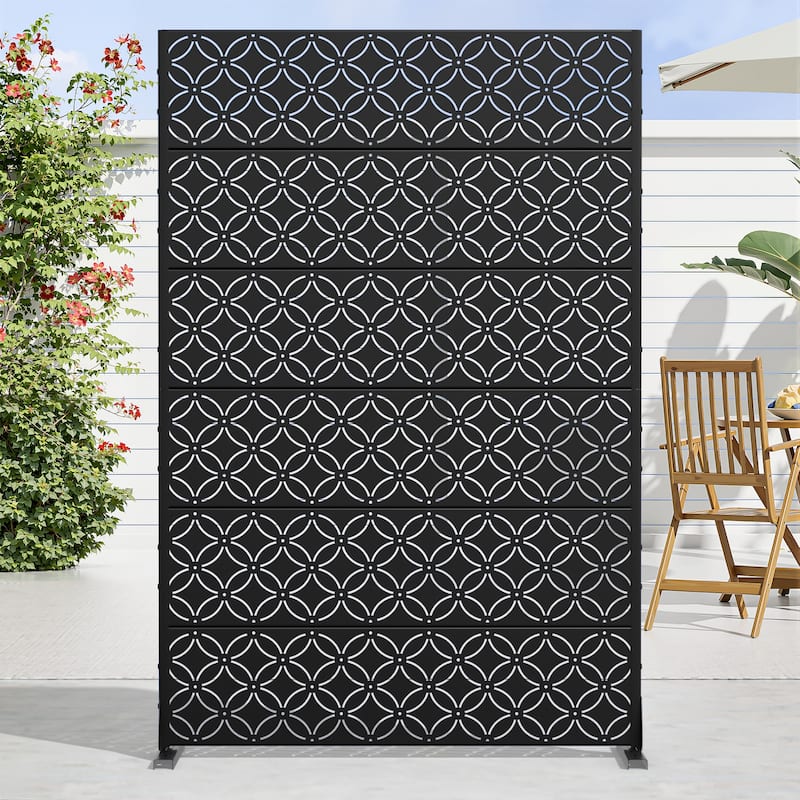 Dovelina 6ft.x 4ft. Outdoor Freestanding Metal Privacy Screen Decorative Garden Fence - 72"x47" - Black