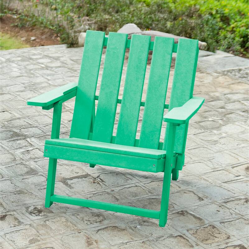Amalfi Fully Assembled All-Weather HDPE Outdoor Folding Modern Adirondack Chair - Green