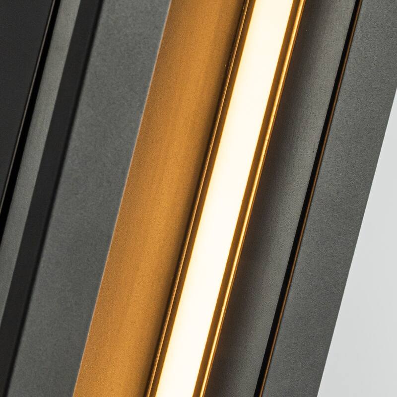 Modern Outdoor Wall Light with Dusk to Dawn Sensor Linear Matte Black Wall Sconce with Acrylic Shade for Entryway(2 Pack) - W5''