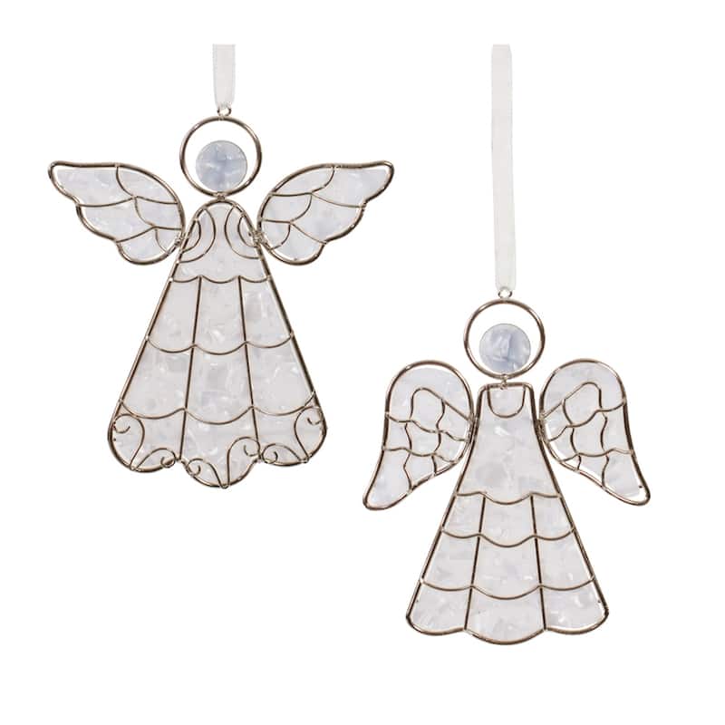 Framed Angel Christmas Ornaments - 5" - White and Gold - 6ct