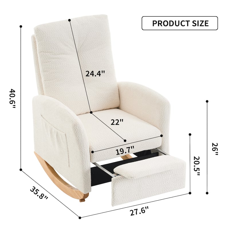 Accent Rocking Chair with Footrest High Back