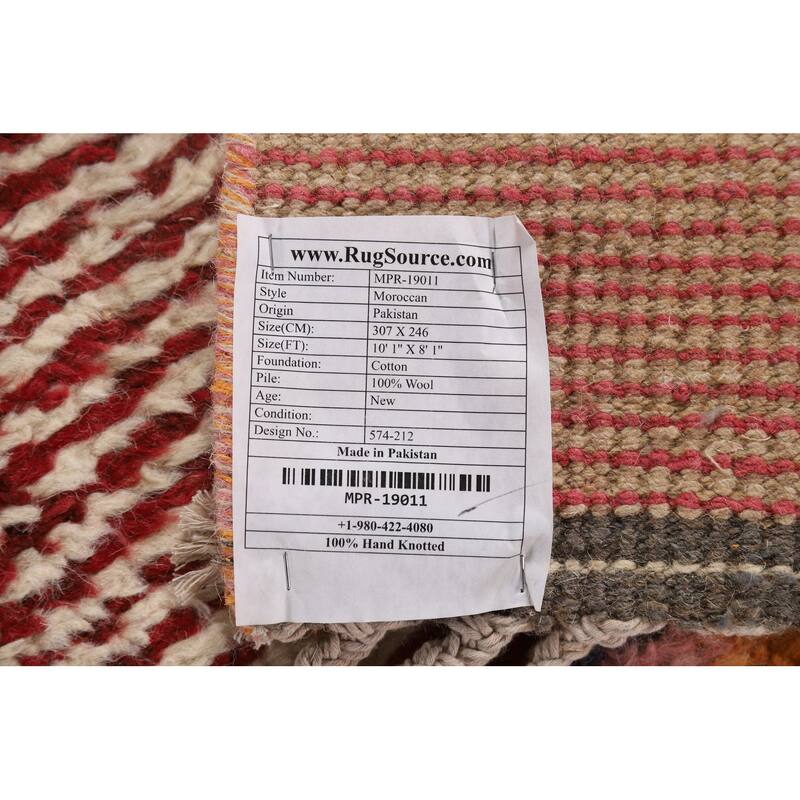 All-Over Plush Moroccan Oriental Area Rug Hand-Knotted Wool Carpet - 8'1" x 10'1"