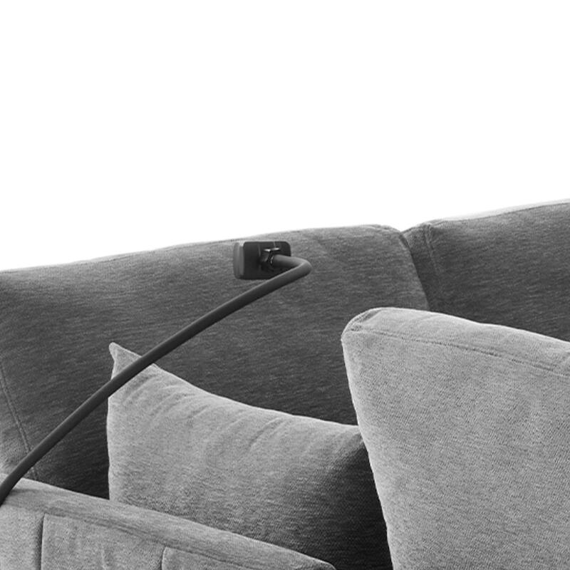 Modular Sectional Sofa with Movable Ottoman Convertible L-Shape or U-Shape Sofa Bed Built-in USB Charging Ports and Phone Holder