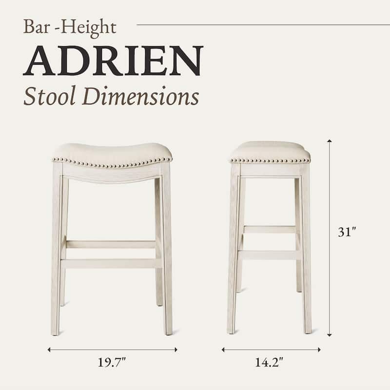 Maven Lane Adrien Backless Saddle Kitchen Counter Stool in Walnut Finish w/ Grey Fabric Upholstery