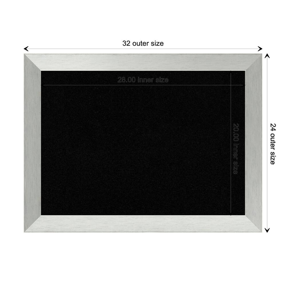 Brushed Sterling Silver Wood Framed Black Corkboard Bulletin Board