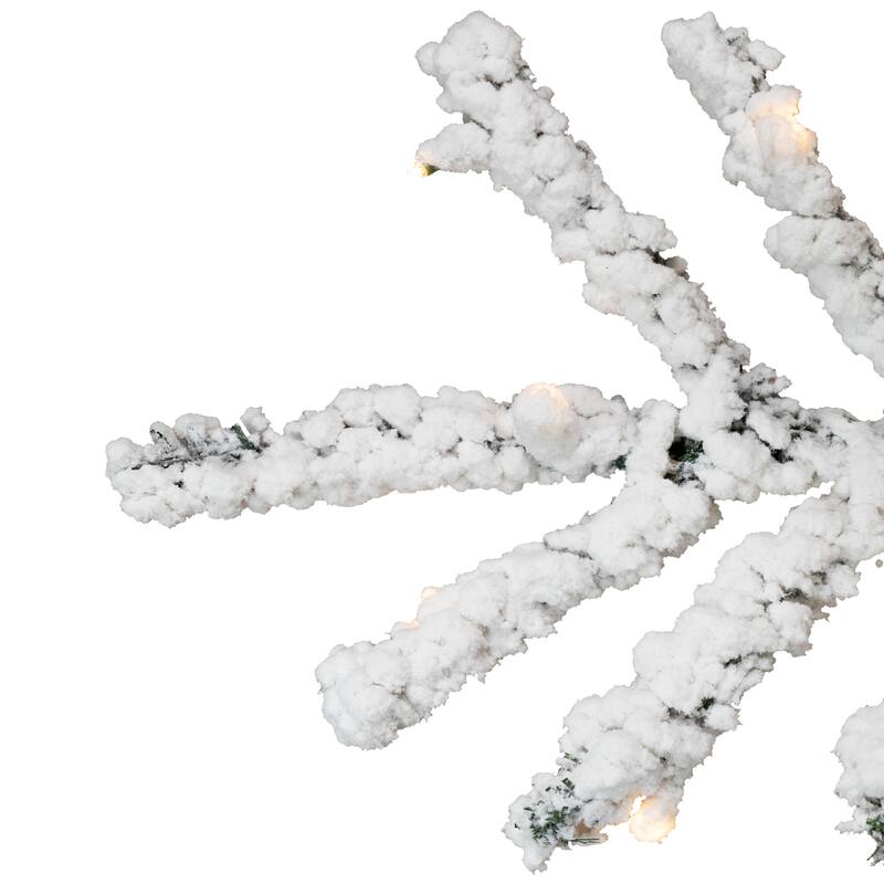 Pre-Lit Medium Flocked IPT Artificial Garden Christmas Tree - 6.5' - Warm White LED Lights - 6.5 Foot