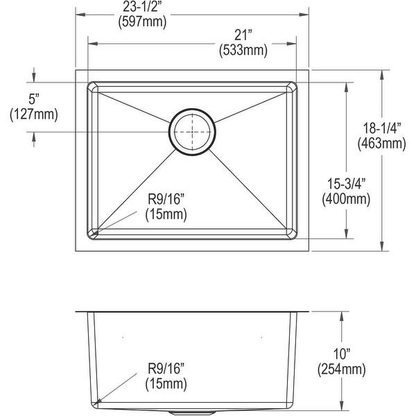 Elkay Crosstown 16 Gauge Stainless Steel, 23-1/2