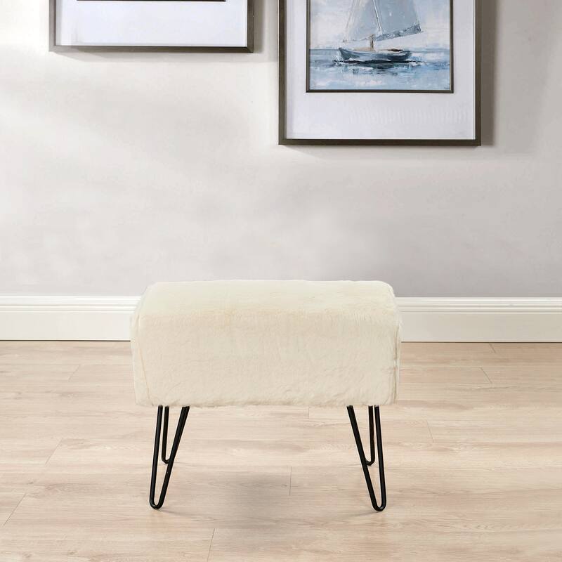 Serenta Solid Color Fauxfur Ottoman