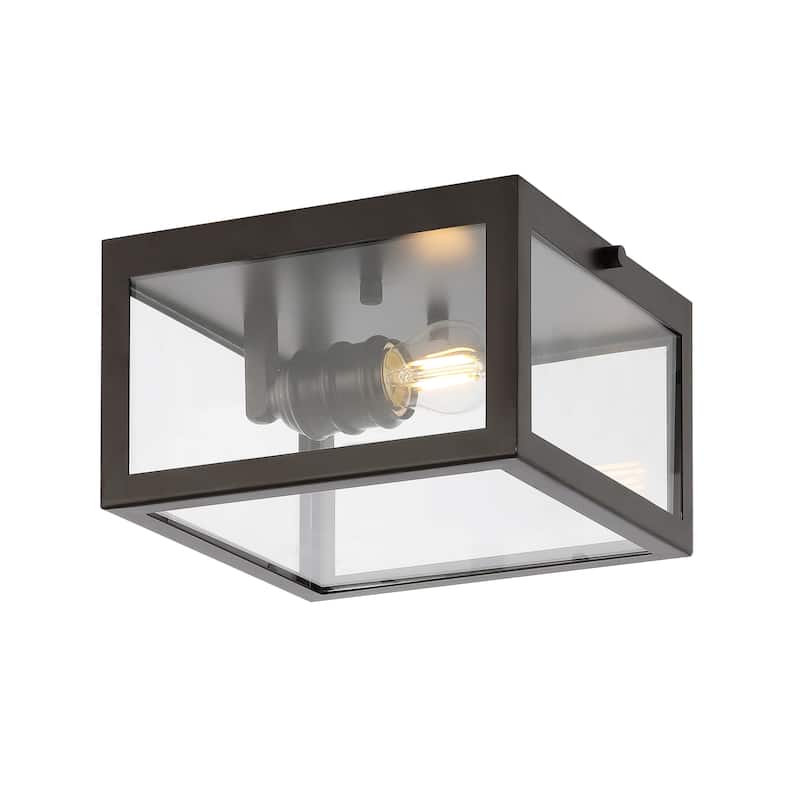 Alma 12" Metal/Glass LED Flush Mount, by JONATHAN Y - Oil Rubbed Bronze