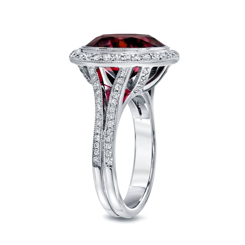 Auriya 14k White Gold 5ctw Rubellite Gemstone Halo Diamond Ring 3/4ct TDW