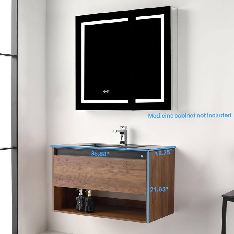 Blossom Bergen Wall Mounted Floating Bathroom Vanity with Sink