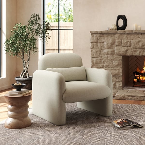 slide 2 of 16, Roundhill Furniture Dylan Modern Upholstered Barrel Armchair, Cream White