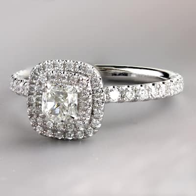 Auriya Platinum 1 3/4ctw Cushion-cut Halo Diamond Engagement Ring Certified (H-I, I1-I2)