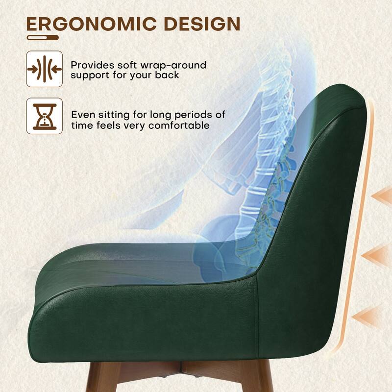 26" Upholstered Counter Height Swivel Bar Stool with Solid Wood Legs - 38.8"H x 20.5"W x 21.7"D