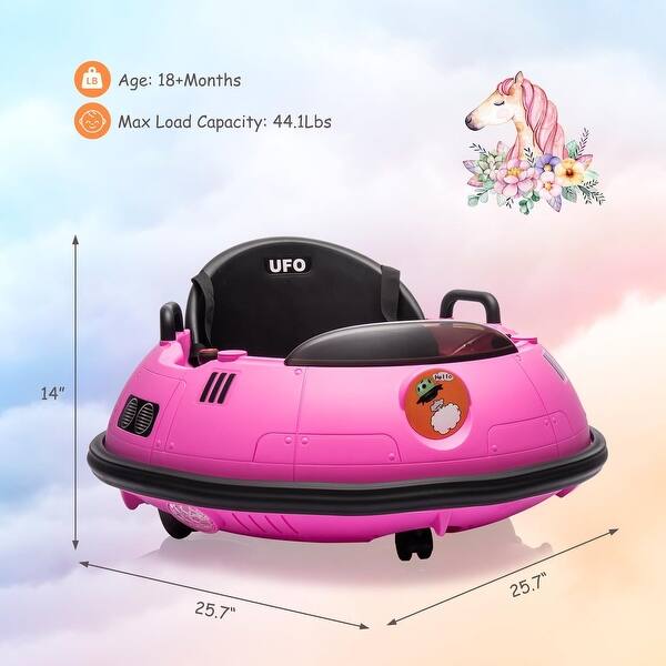 dimension image slide 0 of 2, 12V Kids Ride On Bumper Car, Electric Toddlers Bumper Car with Remote Control