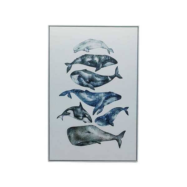 slide 2 of 5, "Whale Study" Floating Framed Wall Art Canvas, 24x36 Inches