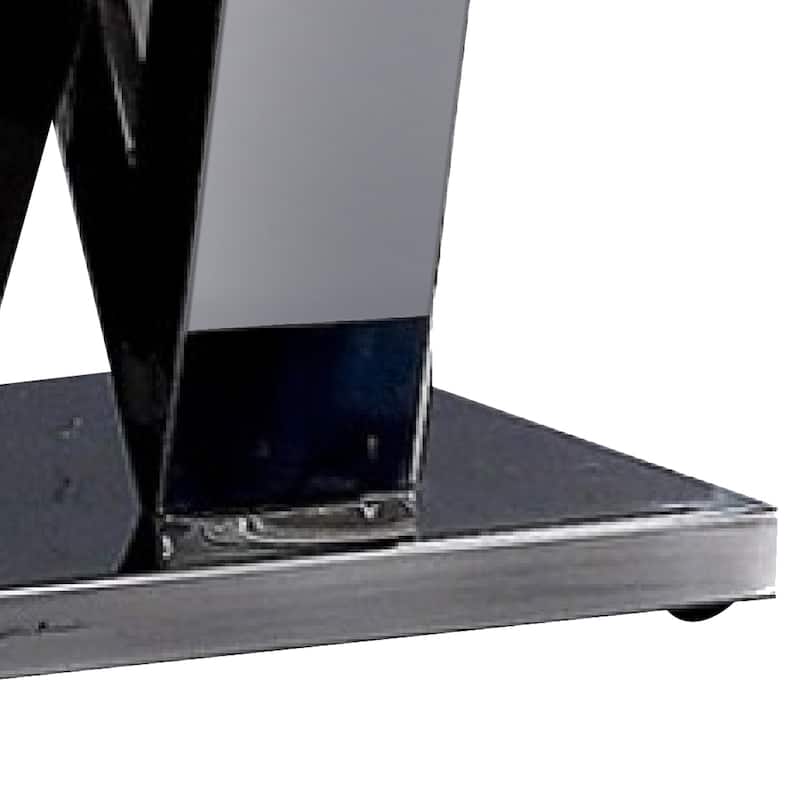 Vily Side End Table, 24 Inch Faux Marble Top, V-Style Chrome Pedestal