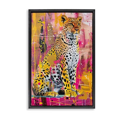 Stupell Urban Abstraction Cheetah Framed Floater Canvas Wall Art Design By LSR Design Studio