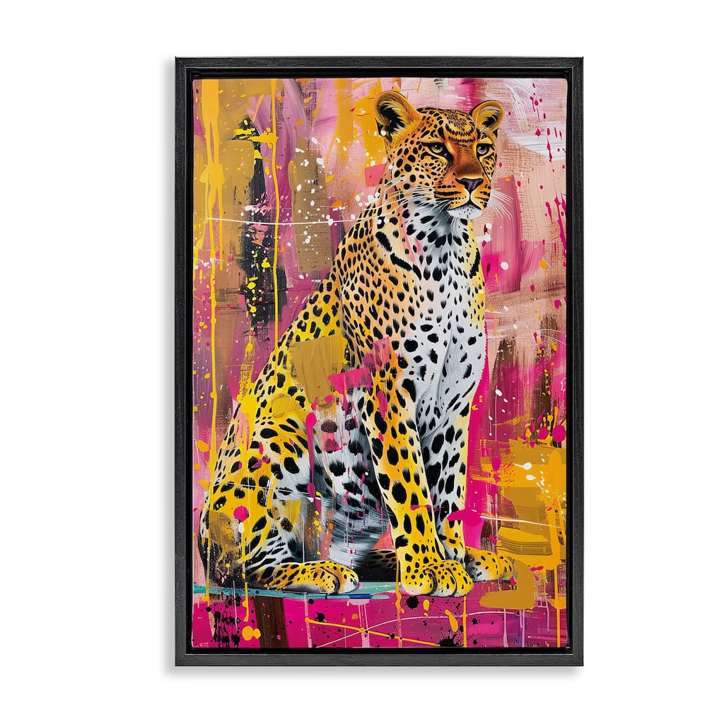Stupell Urban Abstraction Cheetah Framed Floater Canvas Wall Art Design By LSR Design Studio