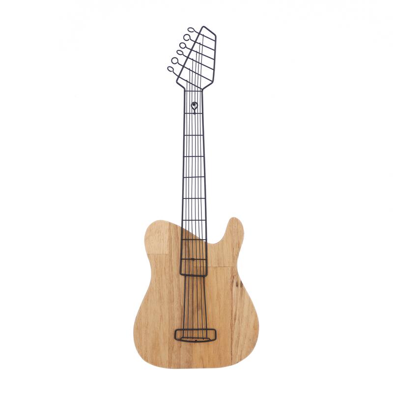 Brown Wooden Guitar Home Wall Decor