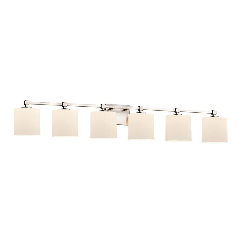 Justice Design Fusion Tetra 6-light Brushed Nickel Bath Bar, Opal Oval Shade - Silver - Brushed Nickel