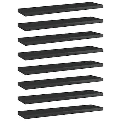 vidaXL Bookshelf Boards 8 pcs High Gloss Black 15.7"x3.9"x0.6" Chipboard