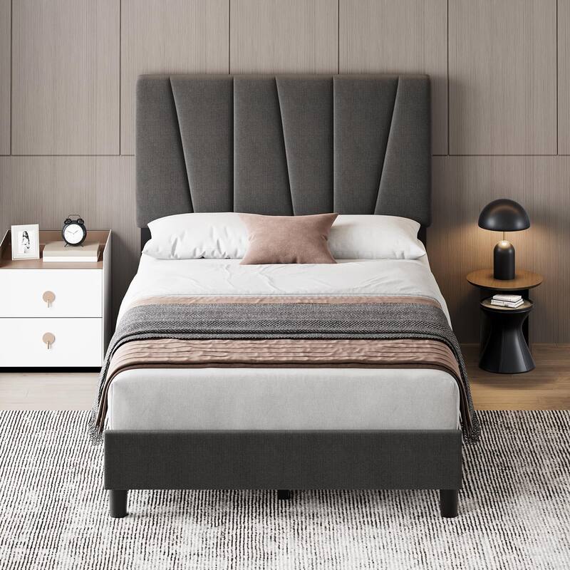 Bed Frame with Adjustable Headboard