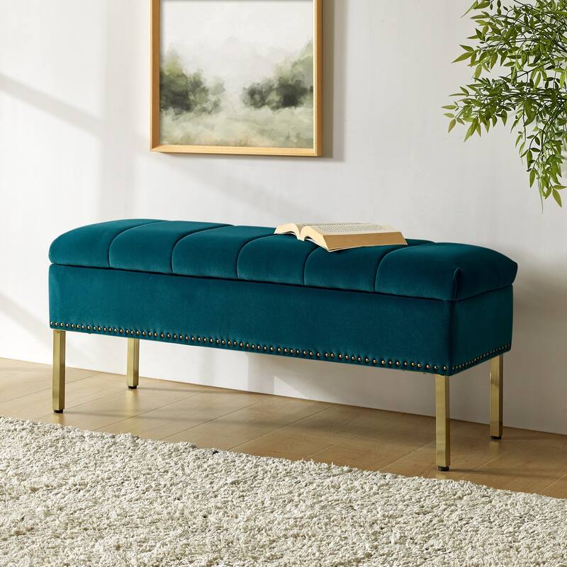 Egmont Contemporary Velvet Flip-Top Storage Bench by HULALA HOME