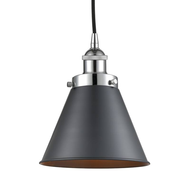 Innovations Lighting 616-1PH-10-8 Appalachian Pendant Appalachian 8" - Polished Chrome / Matte Black