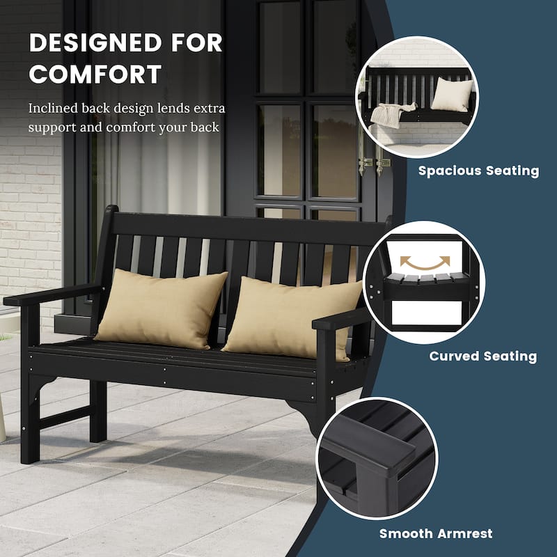 Polytrends Laguna Outdoor Patio 4-Piece Garden Chair and Porch Bench Conversation Set