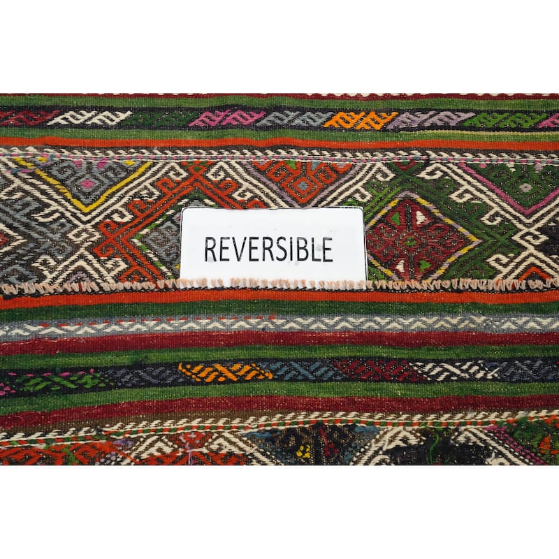 Hand Woven Oriental 100% Wool Carpet Southwestern Tribal Multi-Colored Kilim Area Rug - 7' 11'' X 5' 3''