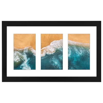 Americanflat 8x14 Collage Picture Frame to Display 3 Photos at Once - Black