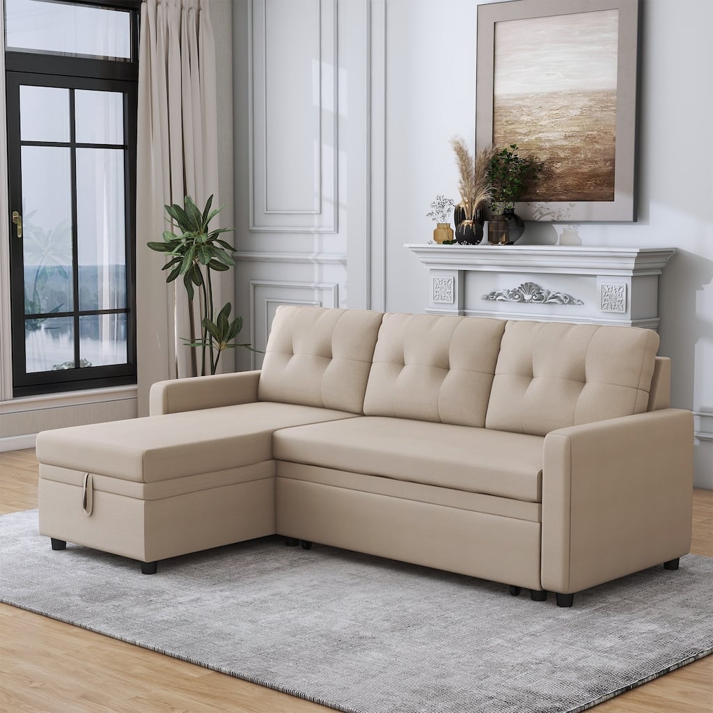 Modern L-Shape Convertible Sleeper Sectional Sofa