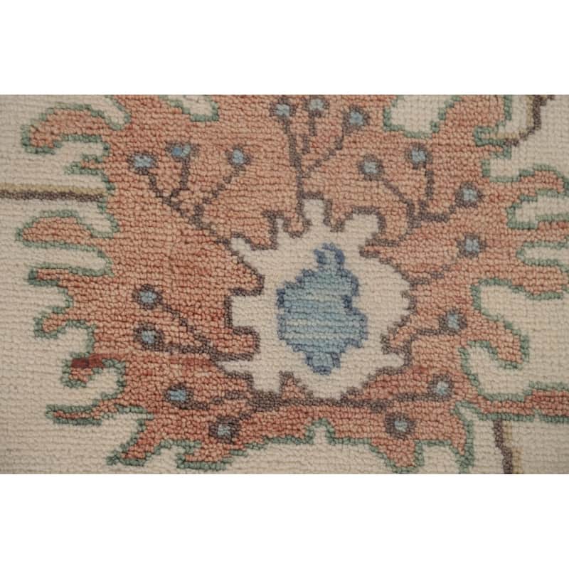 Floral Oushak Area Rug Hand-Knotted Wool Carpet - 8'0"x 9'8"
