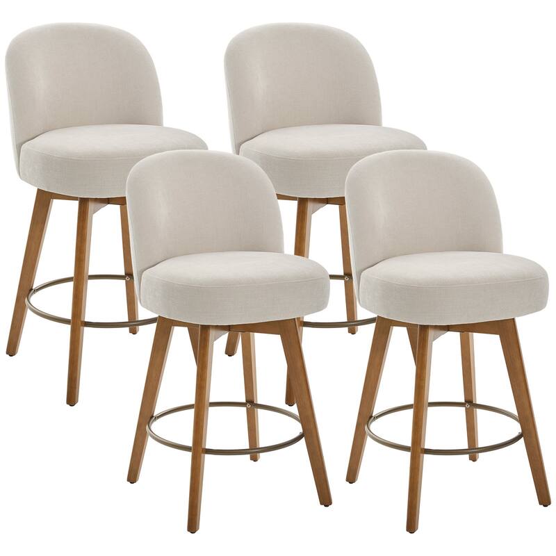 Fabric Upholstered Counter Height Swivel Bar Stools - 37.8"H x 19.7"W x 23.2"D