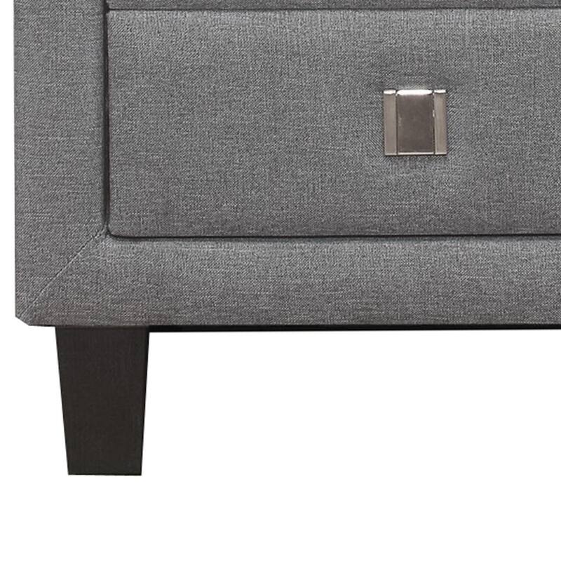 Gray/Black 2 Drawer 15.75 in. W Nightstand with Sturdy Hardware and Ample Storage