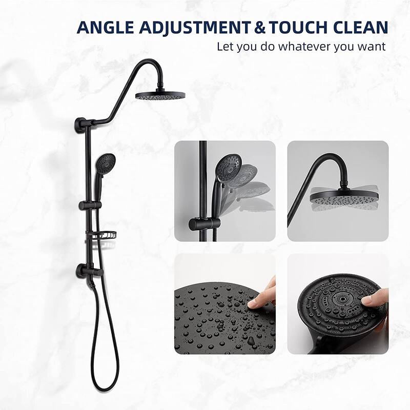 YASINU Wall-Mounted Rain Shower System with 5-Function Handheld Shower