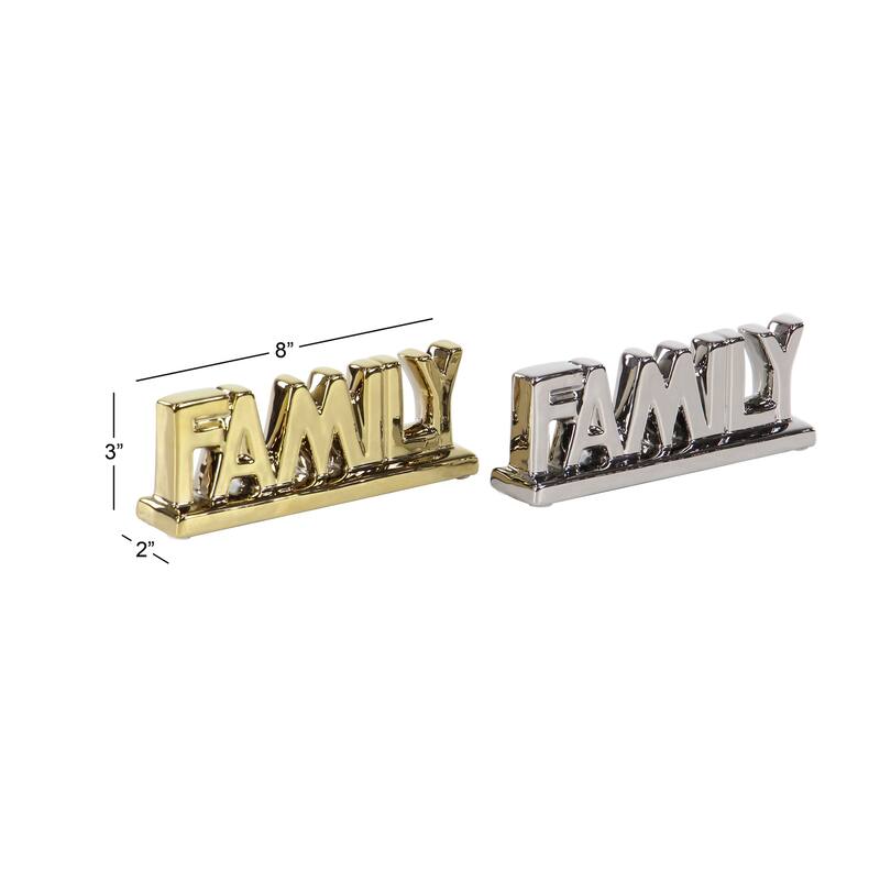 The Novogratz Multi Colored Porcelain Family Decorative Sign (Set of 2) - 8 x 2 x 3