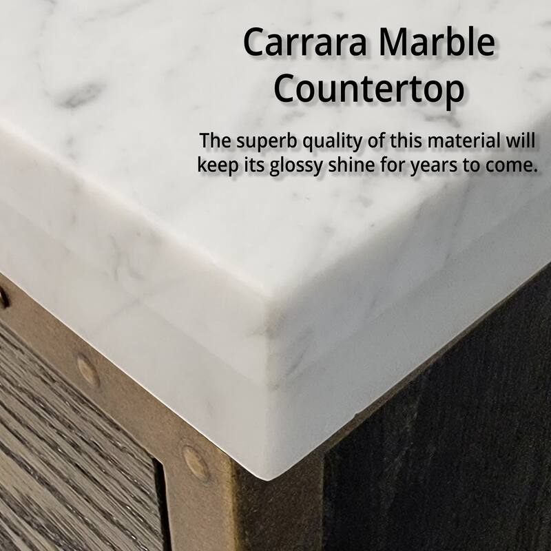 Norwalk Bath Vanity with Carrara Marble Top, Sink, Mirror and Faucet