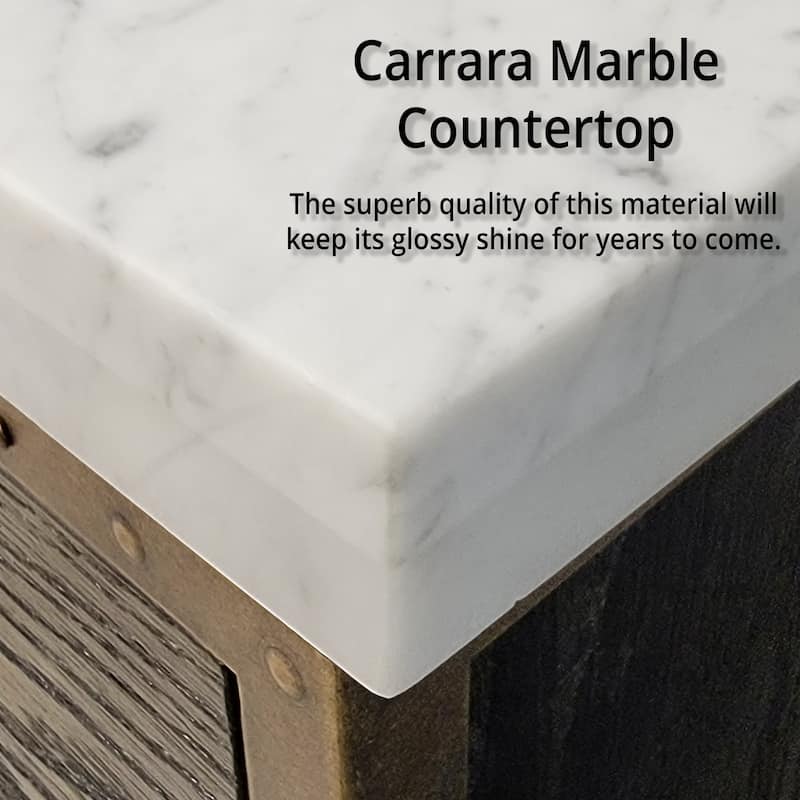 Norwalk Bath Vanity with Carrara Marble Top, Sink and Mirror