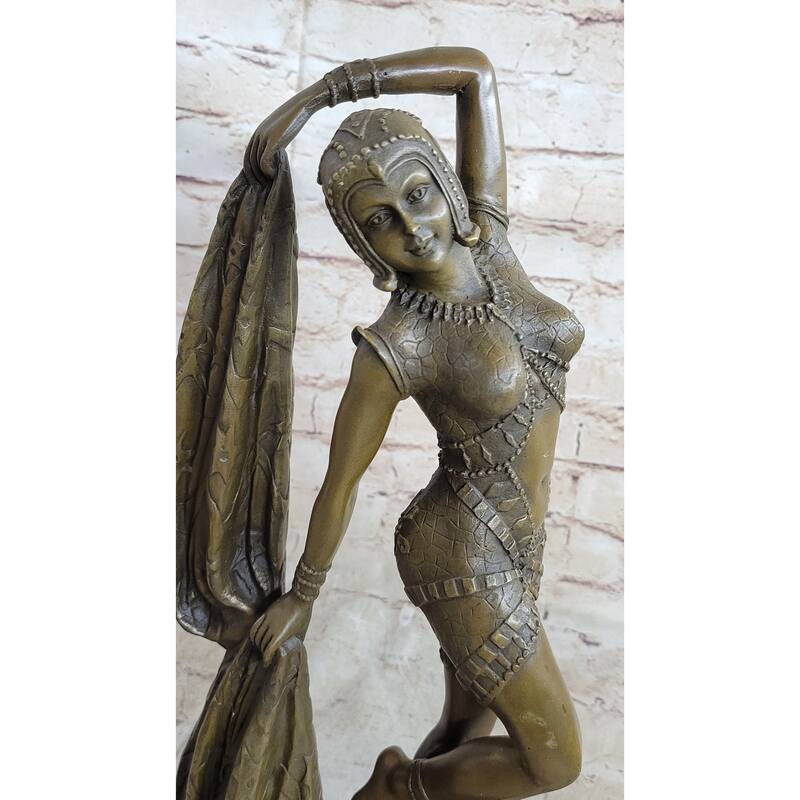 Bronze Marble Statue Dancer Vintage Theatre Signed Chiparus Drama Opera Sculpture