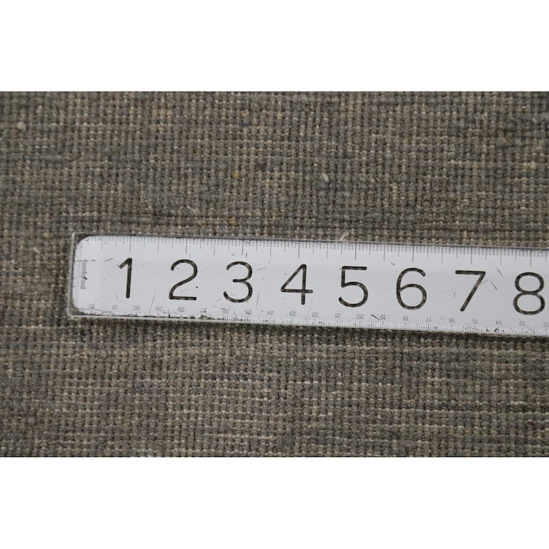 Gray Modern Gabbeh Runner Rug Hand-Knotted Wool Carpet - 3'0" x 9'8"