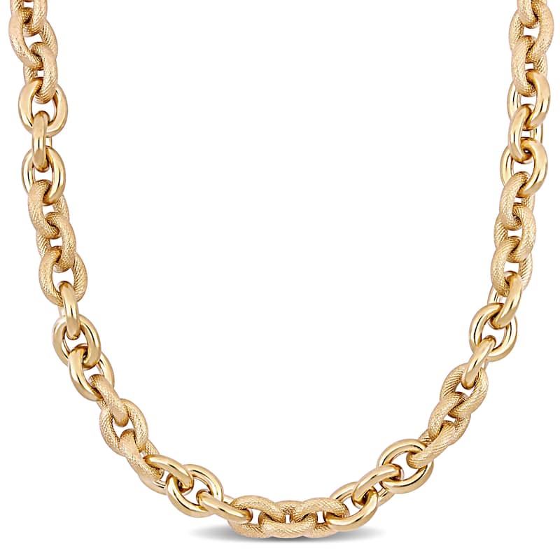 Miadora Yellow Plated Sterling Silver Oval Link Chain Necklace - 24 inch x 12 mm x 12 mm - 24 inch x 12 mm x 12 mm